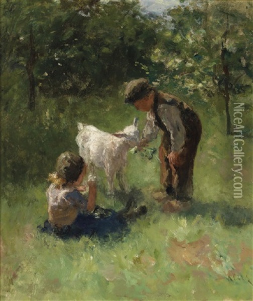 Das Lammchen Oil Painting - Jacob Simon Hendrik Kever
