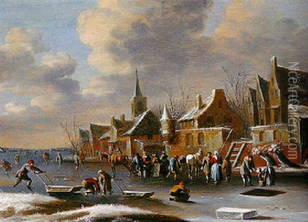 Les Joies De L'hiver Oil Painting - Nicolaes Molenaer