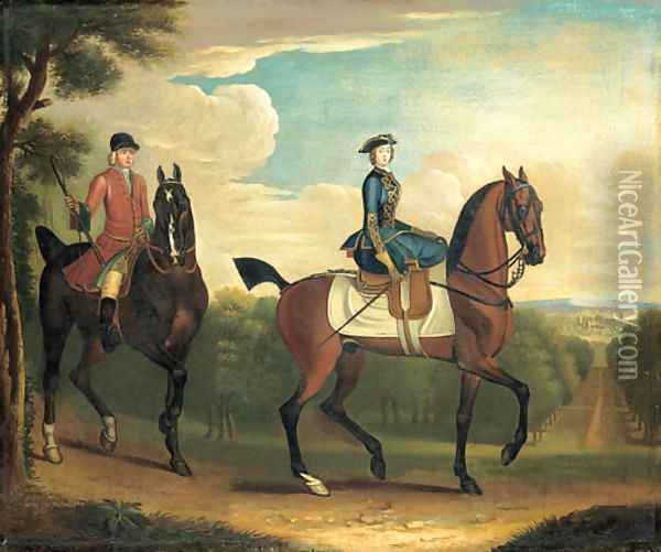 The Princess Amelia riding with her favourite groom Oil Painting - James Seymour