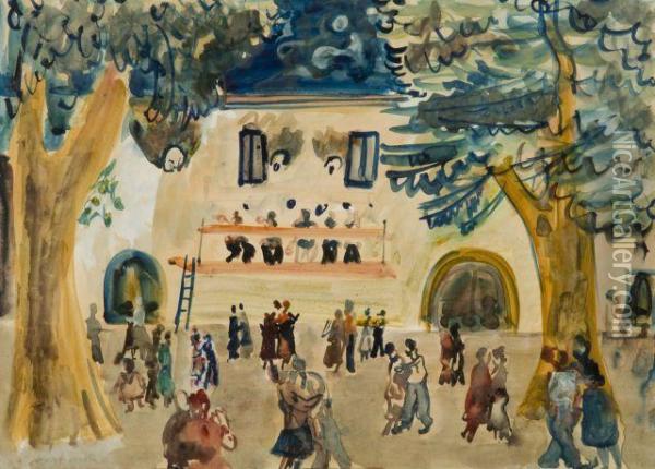 Danses Sur La Place Du Marche Oil Painting - Abraham Mintchine