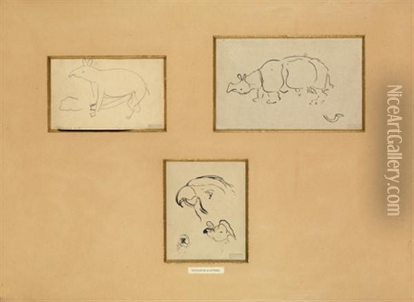 Trois Dessins Dans Un Meme Encadrement Oil Painting - Henri De Toulouse-Lautrec