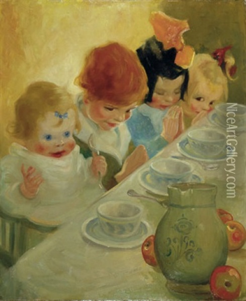 Giving Thanks (ad Illus. For Kellogg's) Oil Painting - Ruth Mary Hallock