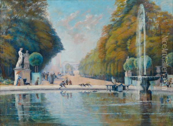 Vue Des Tuileries Oil Painting - Adolf Gustav Schlabitz