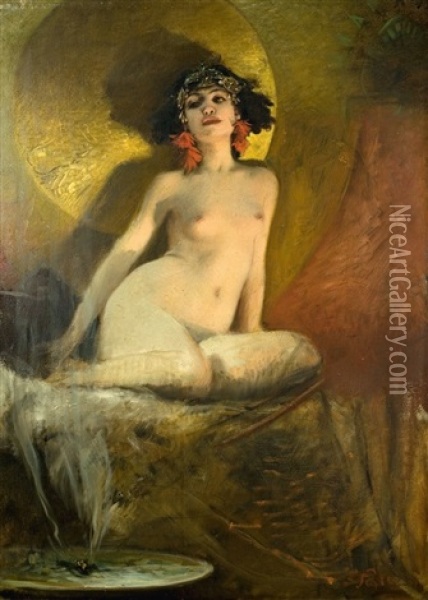Orientalischer Frauenakt Oil Painting - Elimar Ulrich Bruno Piglhein