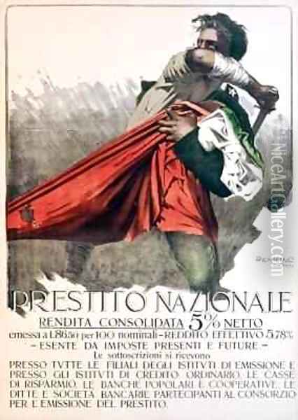 'Prestito Nazionale', poster for the National Loan Oil Painting - Mario Borgoni