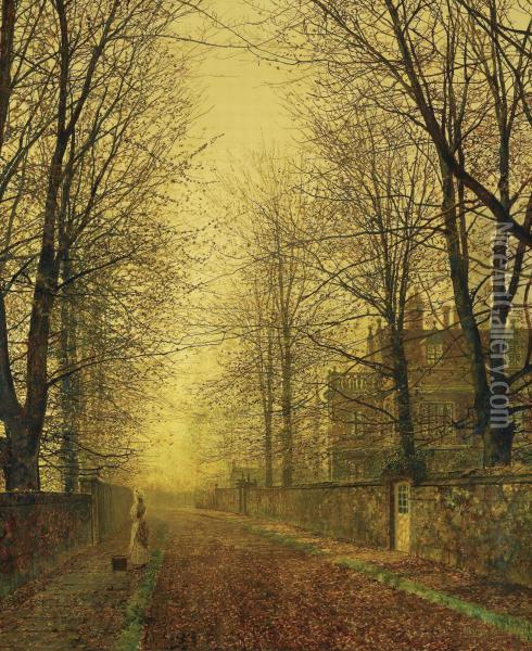 In Autumn's Golden Glow Oil Painting - John Atkinson Grimshaw