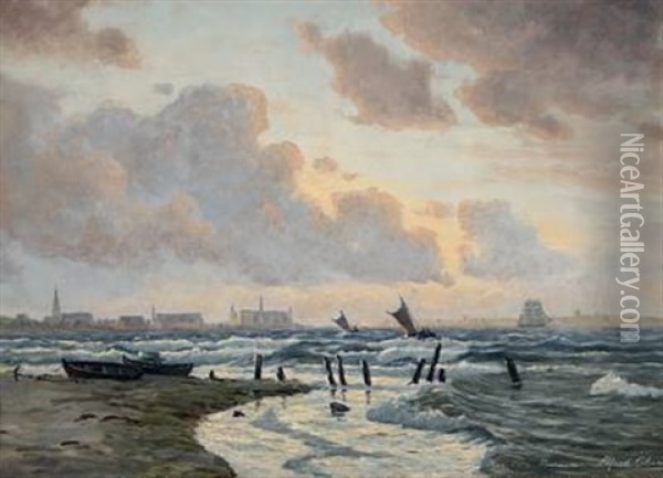 Fresh Weather At Snekkersten Oil Painting - Alfred Olsen