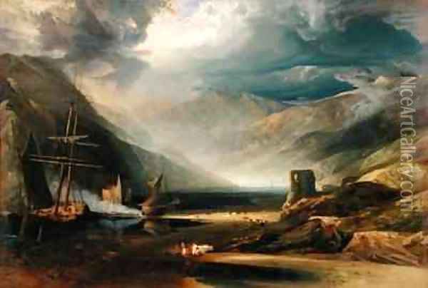 A Storm Passing Off on the Coast of Merionethshire Oil Painting - Anthony Vandyke Copley Fielding