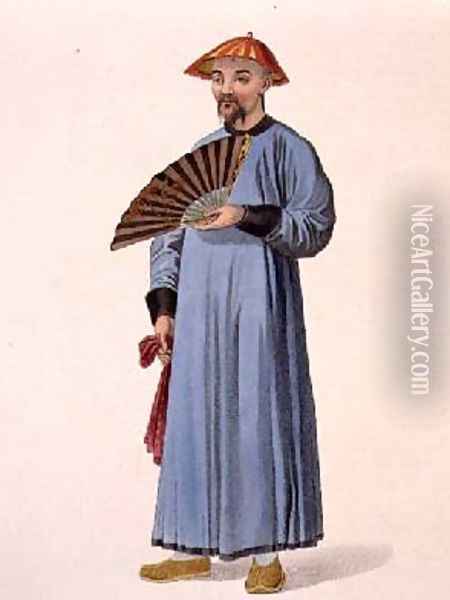A Mandarin in his Summer Dress plate 31 from The Costume of China Oil Painting - Major George Henry Mason