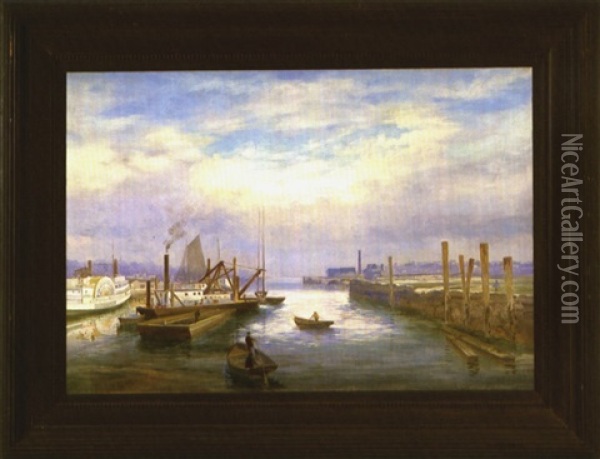 Portland Harbor Oil Painting - Charles Frederick Kimball