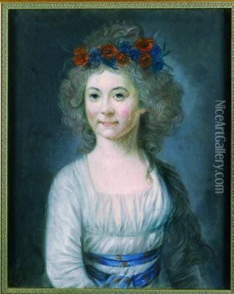 Portrait Of An Actress At The Comedie Francaise As Flora Oil Painting - Adelaide Labille-Guyard