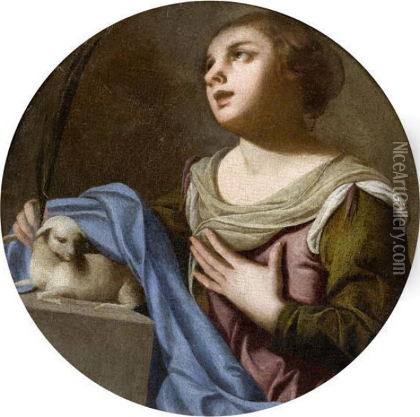 Saint Agnes Oil Painting - Francesco Solimena