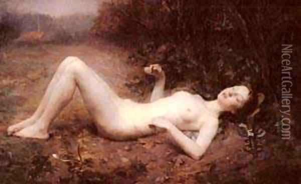 A Nude With a Mandolin Oil Painting - Georges Callot
