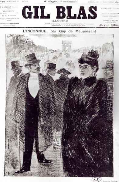Illustration for LInconnue by Guy de Maupassant 1850-94, front cover of Gil Blas, 1st November 1891 Oil Painting - Theophile Alexandre Steinlen