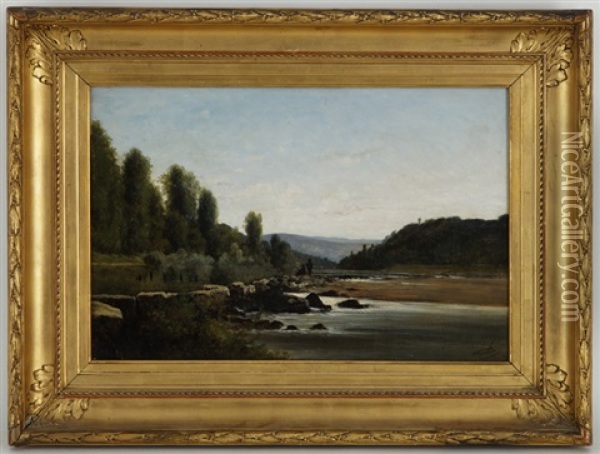 Le Barage Du Moulin De Pont-d'ain Oil Painting - Horace-Antoine Fonville