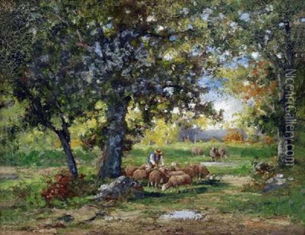 The Loving Shepherd Oil Painting - Adolf Kaufmann