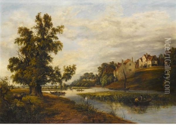 A Tranquil Day On The Pond Oil Painting - Harriet Arnold