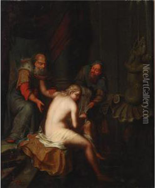 Susannah And The Elders Oil Painting - Jacob Philipp Van Santvoort