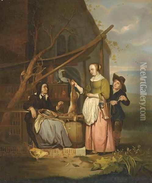 The poultry seller 2 Oil Painting - Gabriel Metsu
