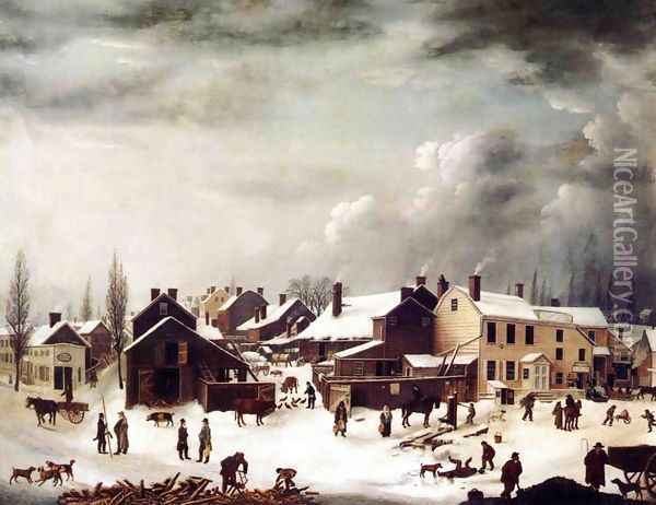Winter Scene in Brooklyn Oil Painting - Francis Guy