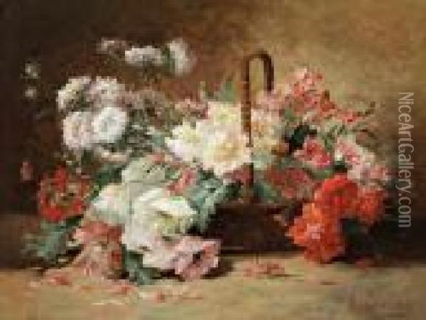 < Panierde Fleurs D'e Oil Painting - Edmond Van Coppenolle