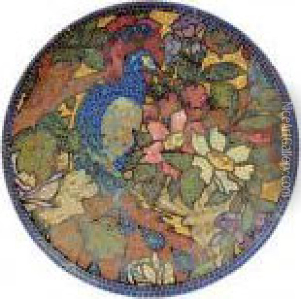 Composition A L'imitation De La Mosaique A Decor D'oiseau Oil Painting - David Dellepiane