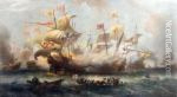 The Attack Of The Vanguard Oil Painting - Sir Oswald Walter Brierly