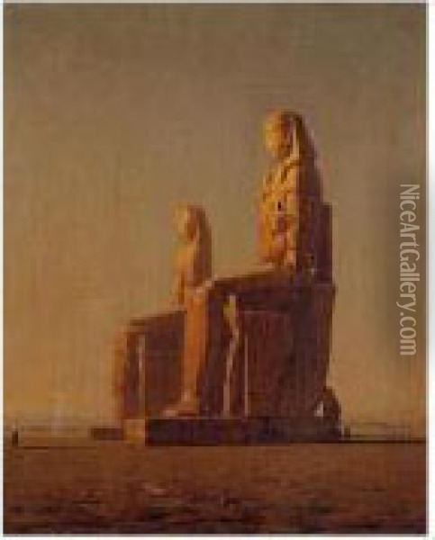 The Statues Of Memnon, At Thebes Oil Painting - Sanford Robinson Gifford