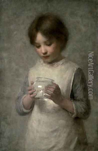 Girl with a Silver Fish, 1889 Oil Painting - William Robert Symonds