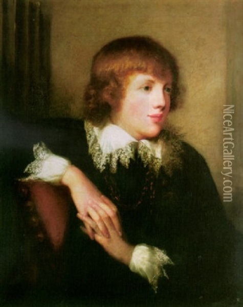 Portrait Of A Boy Wearing Van Dyck Dress Oil Painting - Rev. Matthew William Peters