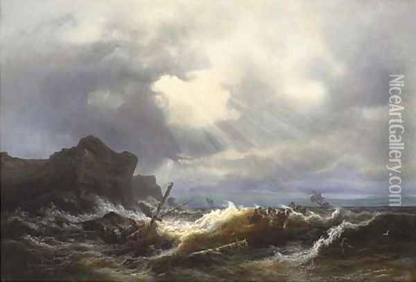 Shipwreck off the coast in a stormy sea Oil Painting - Ivan Konstantinovich Aivazovsky