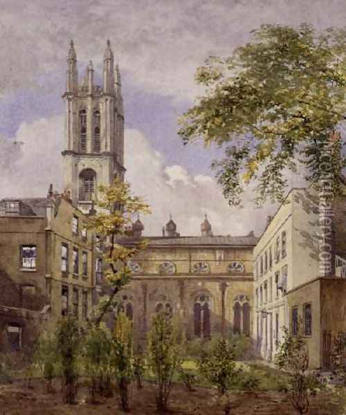St. Michael Cornhill, 1882 Oil Painting - John Crowther