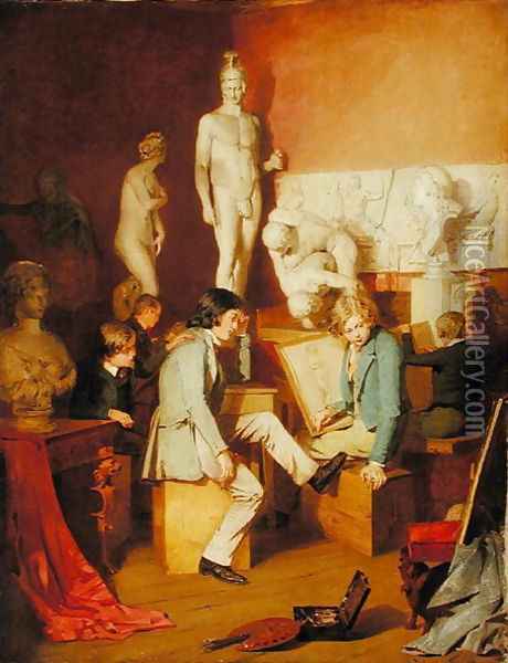Interior of an Academy The Critics, 1848 Oil Painting - William Stewart