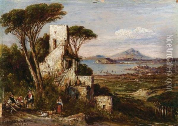 Veduta Di Pozzuoli - 1841 Oil Painting - Consalvo Carelli