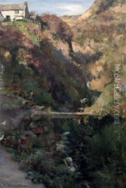 A Yorkshire Beck Oil Painting - Frederick William Jackson