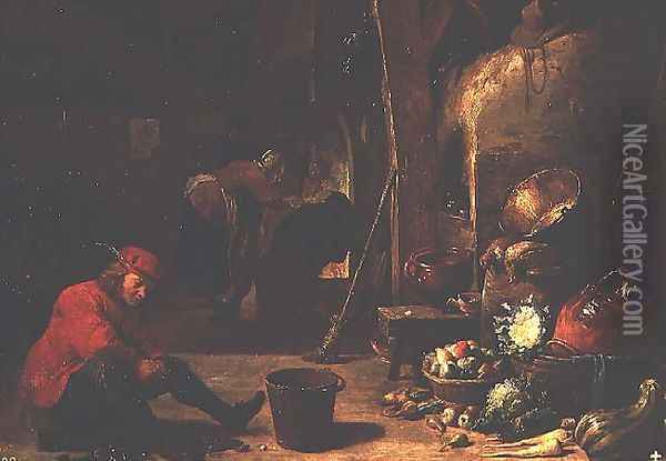 The Kitchen 2 Oil Painting - David The Younger Teniers