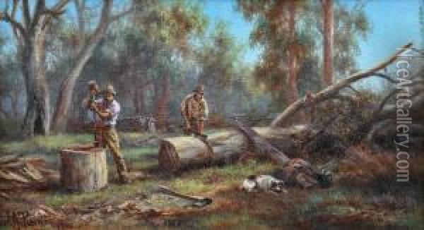 The Saw And Wedge Oil Painting - James Alfred Turner