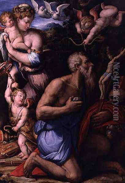 The Temptation of St. Jerome Oil Painting - Giorgio Vasari