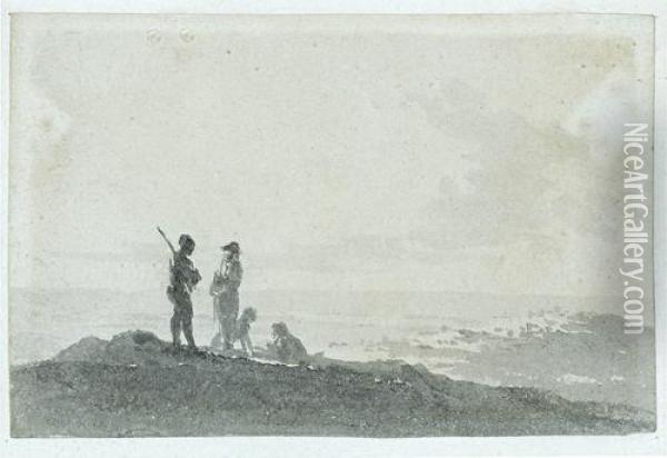 Figures On A Hill Oil Painting - John Glover