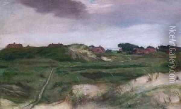 Dunenlandschaft Mit Dahinterliegenden Hausern Oil Painting - Edmund Blume