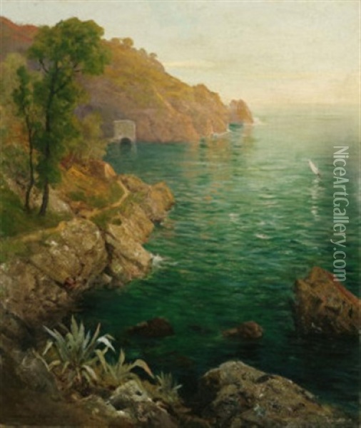 Sonnenuntergang An Der Kuste Von Capri Oil Painting - Appolinari Mikhailovich Vasnetsov