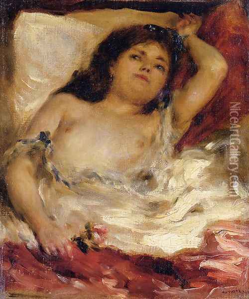 Reclining Semi-Nude Oil Painting - Pierre Auguste Renoir