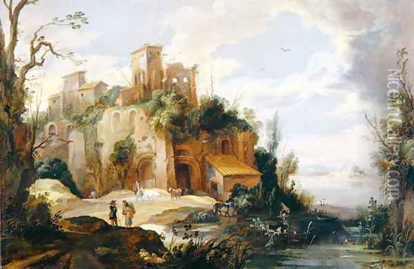 Italian landscape with Ruins Oil Painting - Pieter van der Hulst