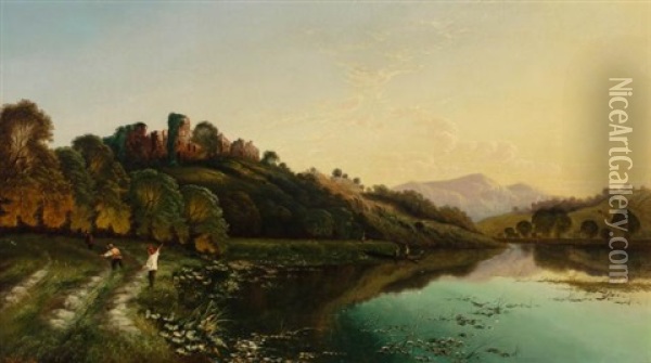 Morning, Goodrich Castle On The Wye Oil Painting - Henry John Boddington