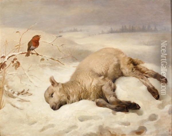 Strayed From The Flock Oil Painting - Briton Riviere
