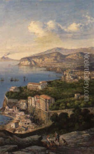 Extensive View Of Sorrento Oil Painting - Consalvo Carelli