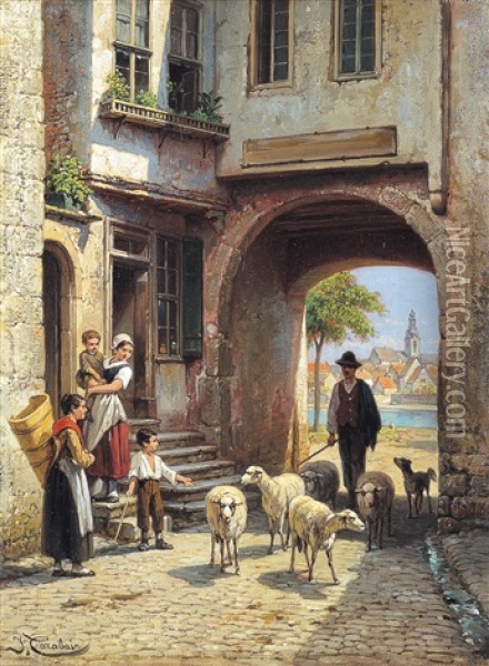 Vue De La Porte Du Main A Wertheim Oil Painting - Jacques Francois Carabain