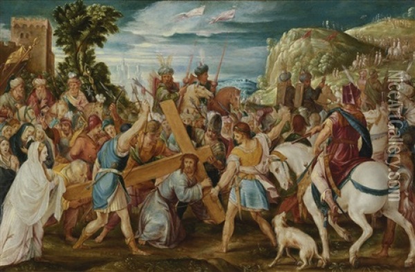 Christ On The Way To Calvary Oil Painting - Christoph Schwarz