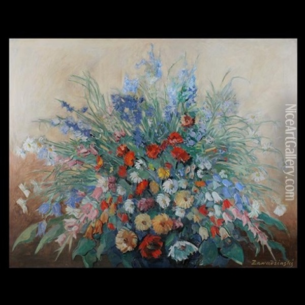 Floral Still Life Oil Painting - Czeslaw Zawadzinski