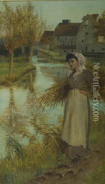 The Rush Gatherer Oil Painting - Alice Mary Havers